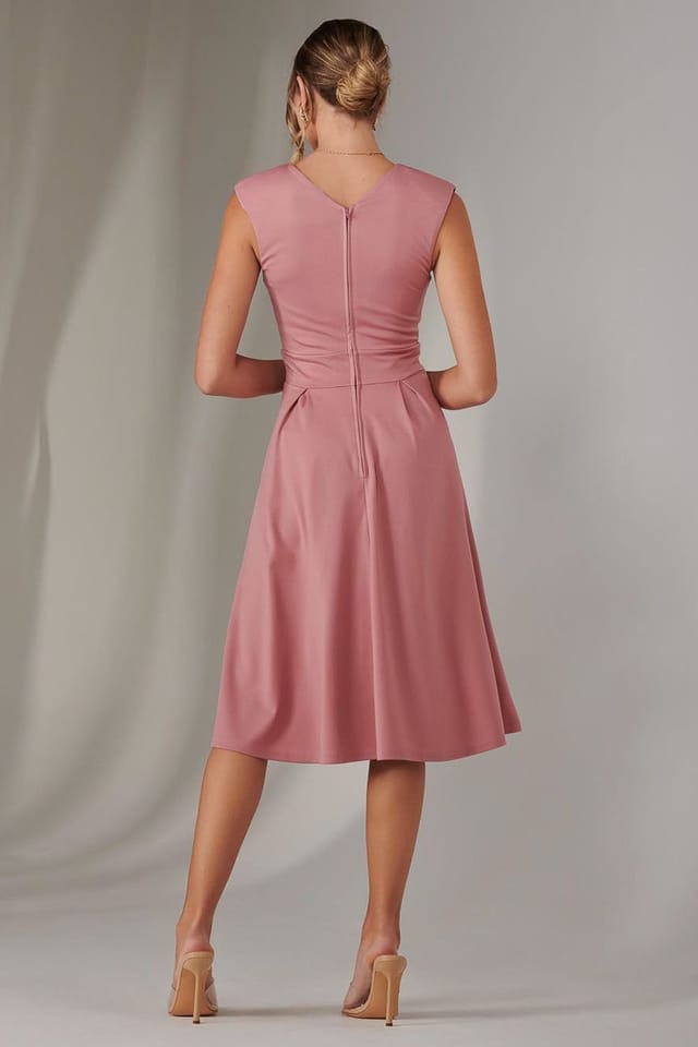 Jolie Moi Jolie Moi Women's Plain Sleeveless Midi Dress in Dusty Pink - 2