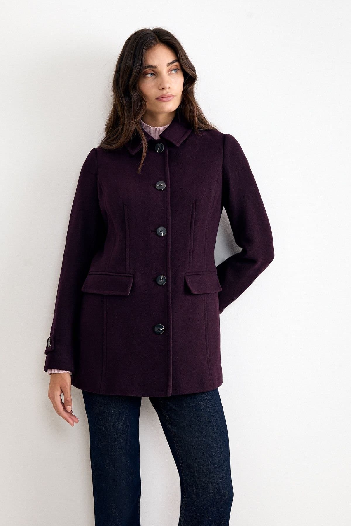 Phase Eight Phase Eight Women's Aureliah Military Tailored Peacoat in Aubergine