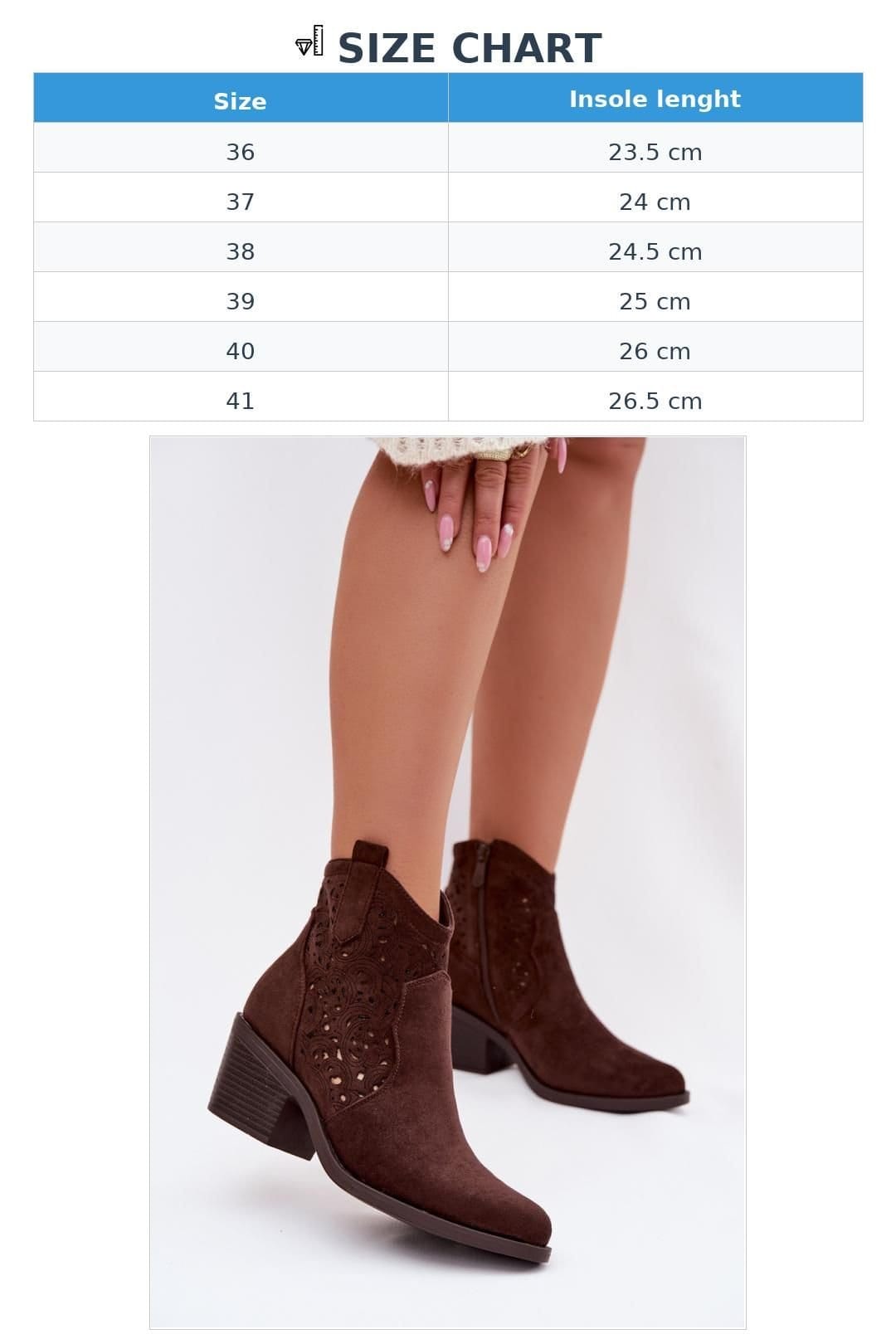 Love Lace Love Lace Women's Cowboy Lace Heel Boots Almond Toe Suede Ankle Western Boot in Brown - 4
