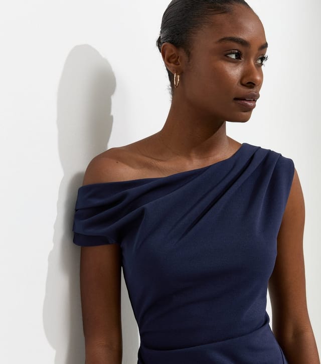 New Look Women's Navy Fallen Shoulder Slit Detail Midi Dress New Look - 2
