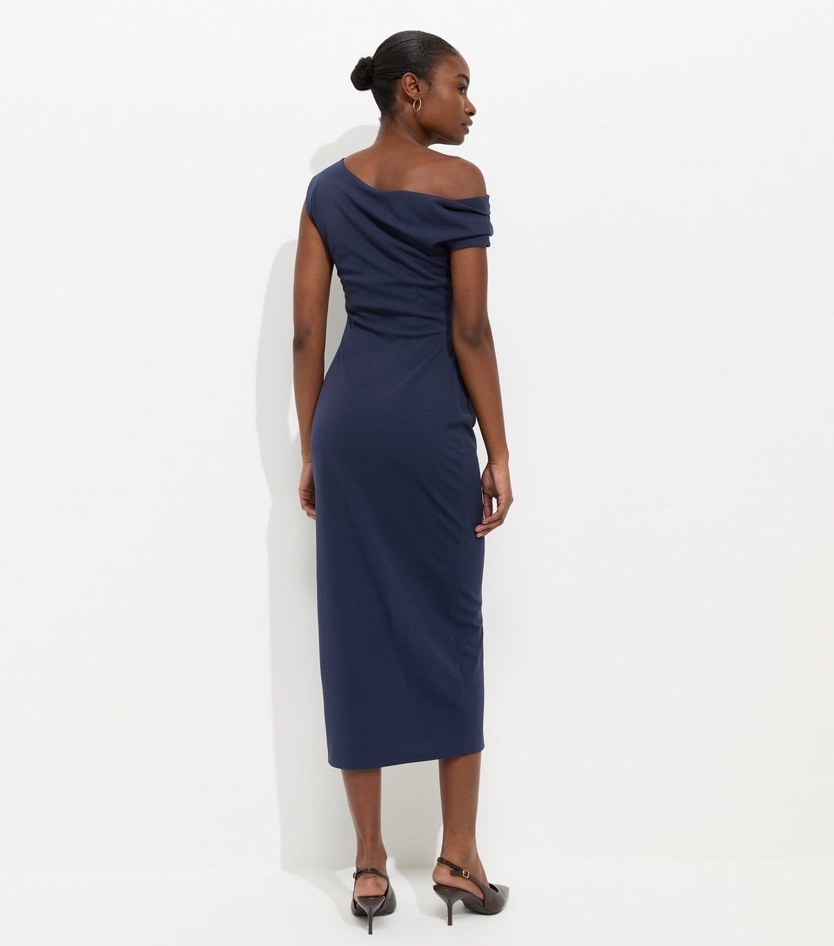 New Look Women's Navy Fallen Shoulder Slit Detail Midi Dress New Look - 4