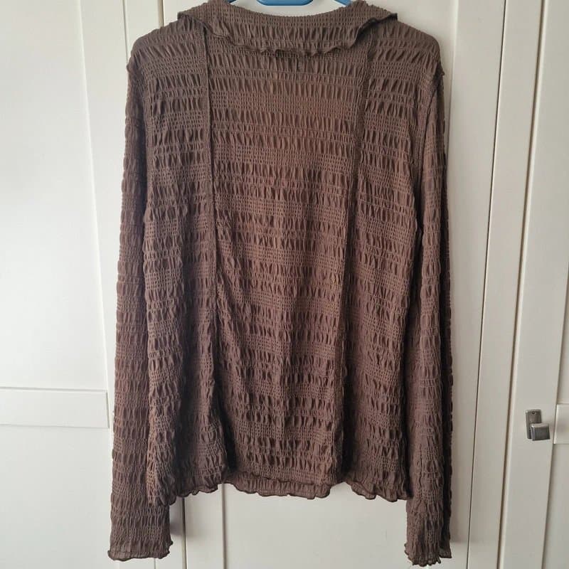 Topshop Topshop long sleeve ruched brown top size M