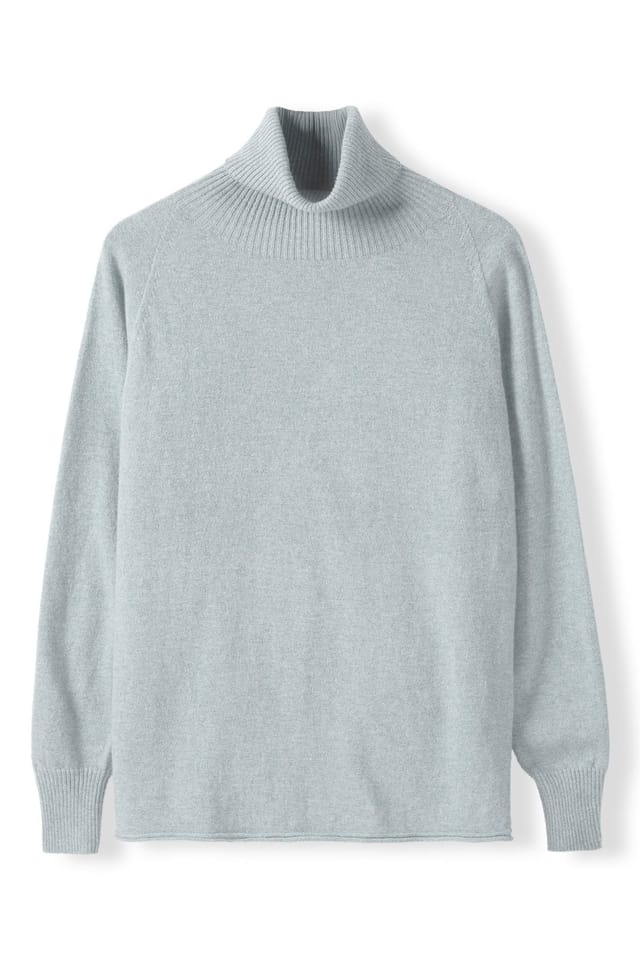 Celtic & Co Celtic & Co Women's Geelong Slouch Turtle Neck Sweater in Pale Blue - 2