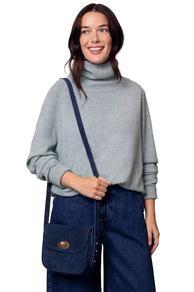 Celtic & Co Celtic & Co Women's Geelong Slouch Turtle Neck Sweater in Pale Blue - 3