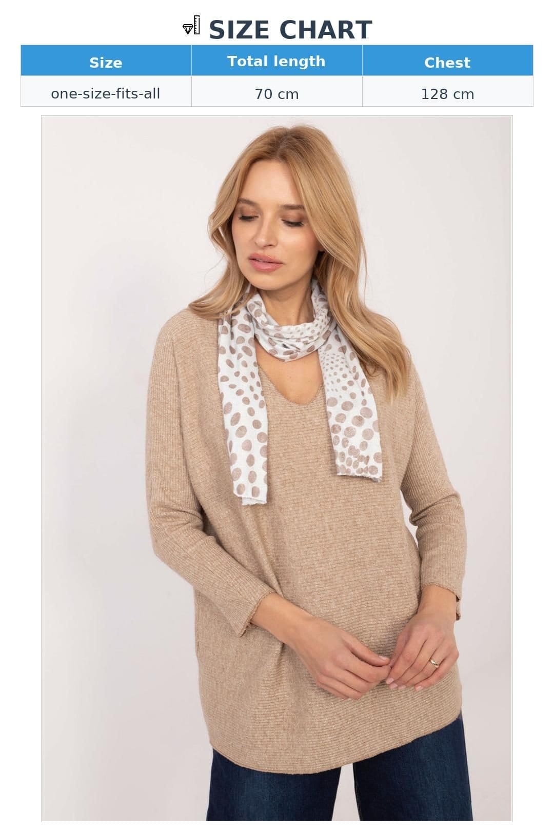 Love Lace Love Lace Women's Elegant V Neck Viscose Elastane Sweater with Scarf in Brown - 4