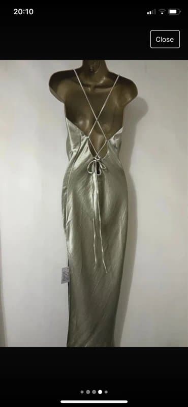 ASOS Design Asos design mint satin cami long bias crisscross back occasion dress 8
