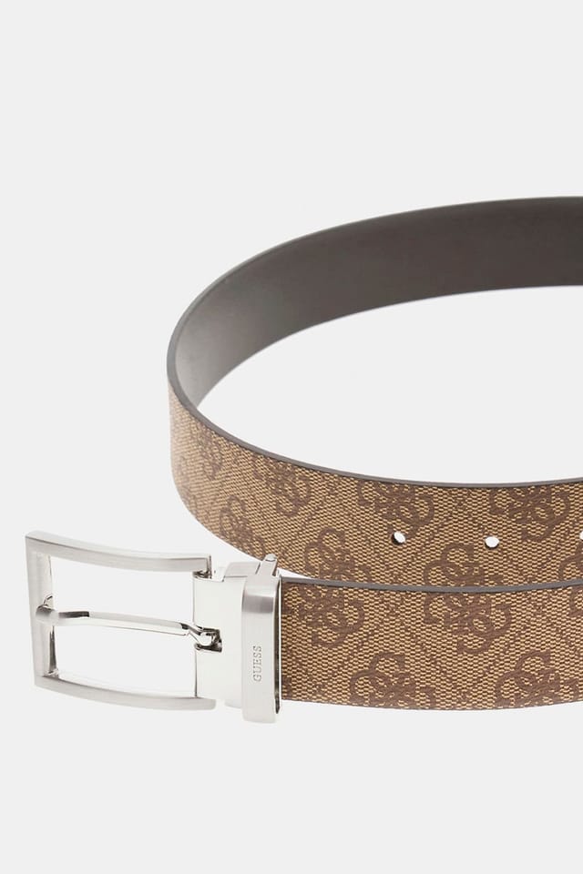 Guess Guess Men's Logo Belt Printed Brown in Beige - 2