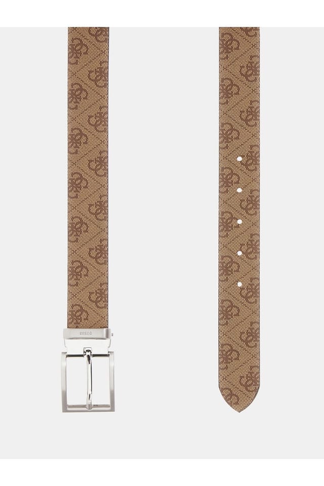 Guess Guess Men's Logo Belt Printed Brown in Beige - 3