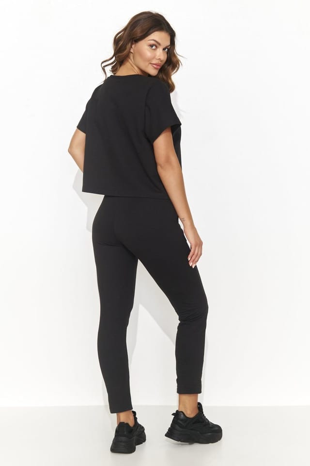 Love Lace Love Lace Women's Elegant Knitted Oversize Shirt & Long Pants Set in Black - 2