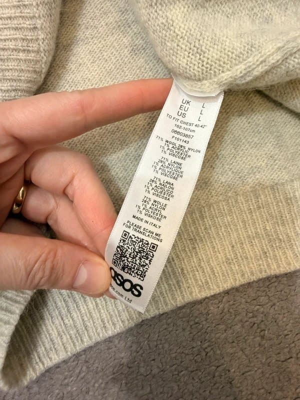ASOS men's sweater 71% Wool