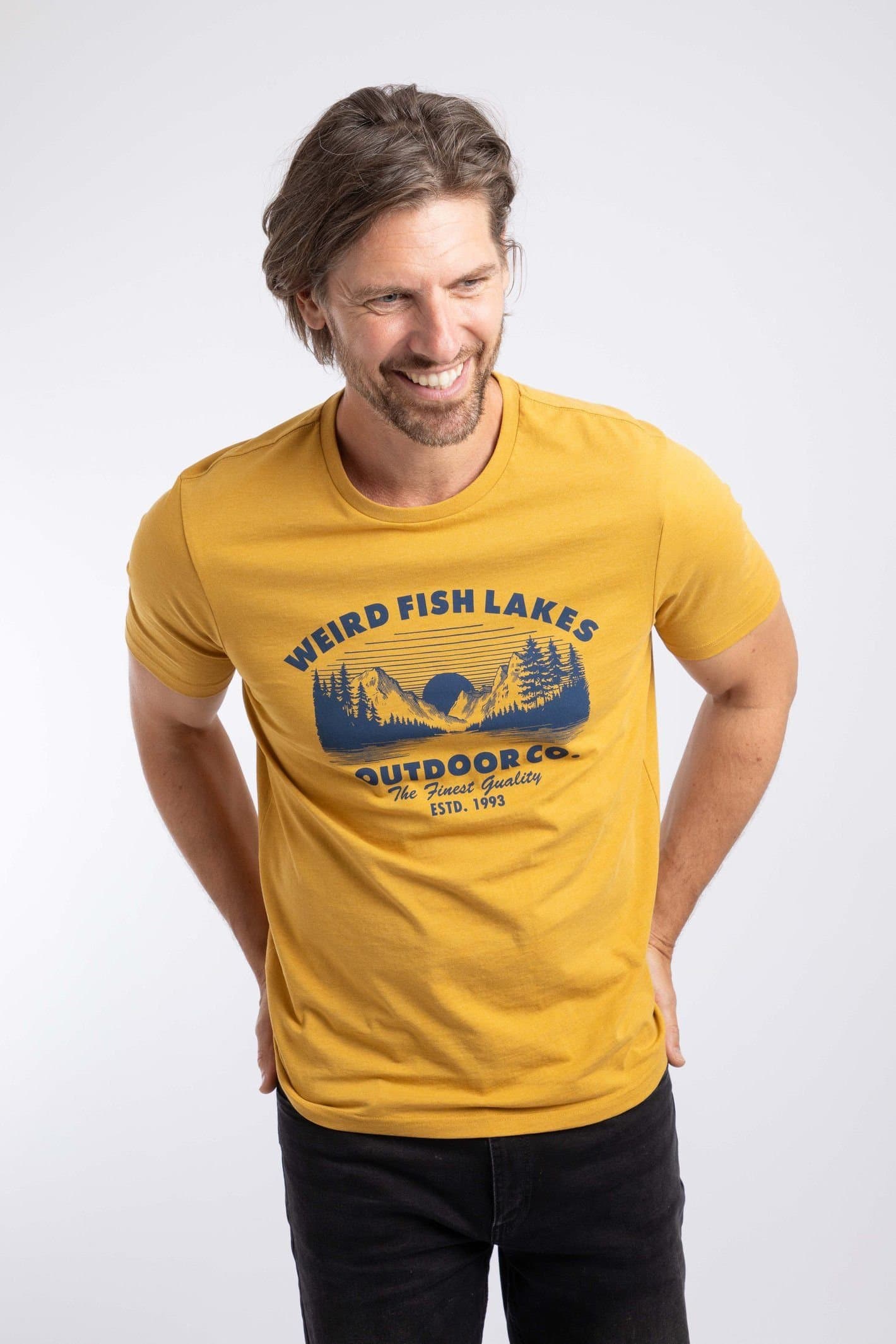 Weird Fish Weird Fish Men's Lakes Front Print Graphic T-Shirt in Yellow