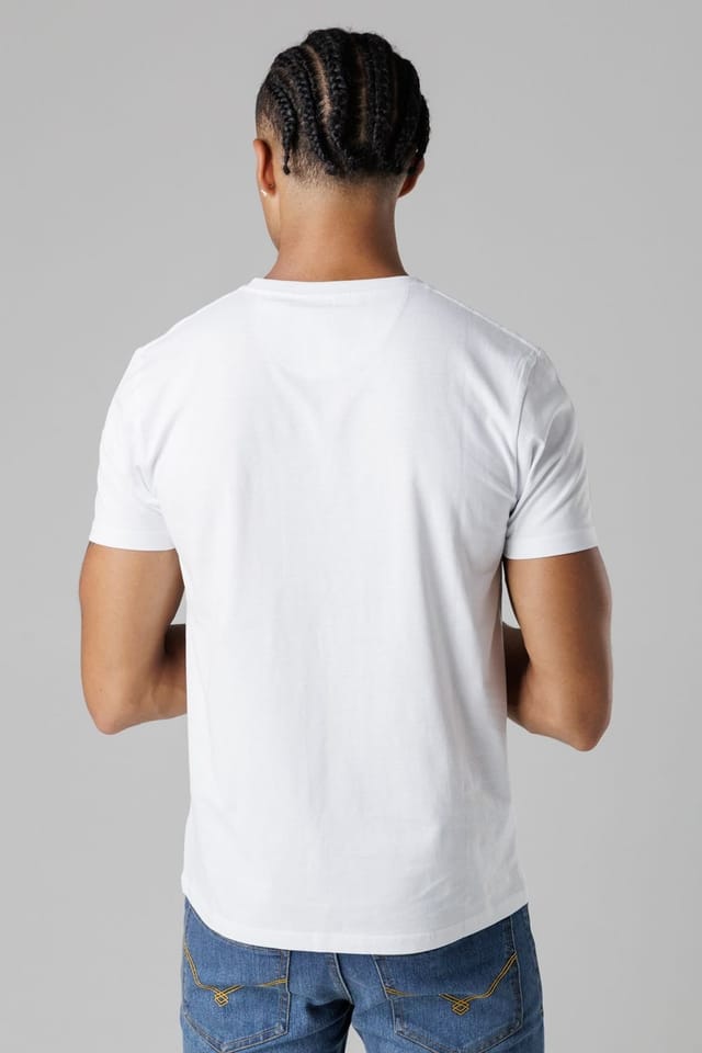 Firetrap Firetrap Men's Regular Fit Cotton T-Shirt with Front Pocket in White - 2