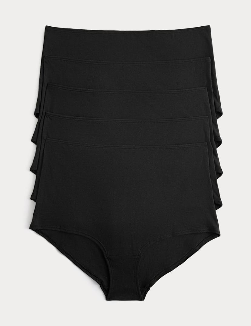 Marks & Spencer M&S 5 Pack Pure Cotton High Rise Shorts Black - 1