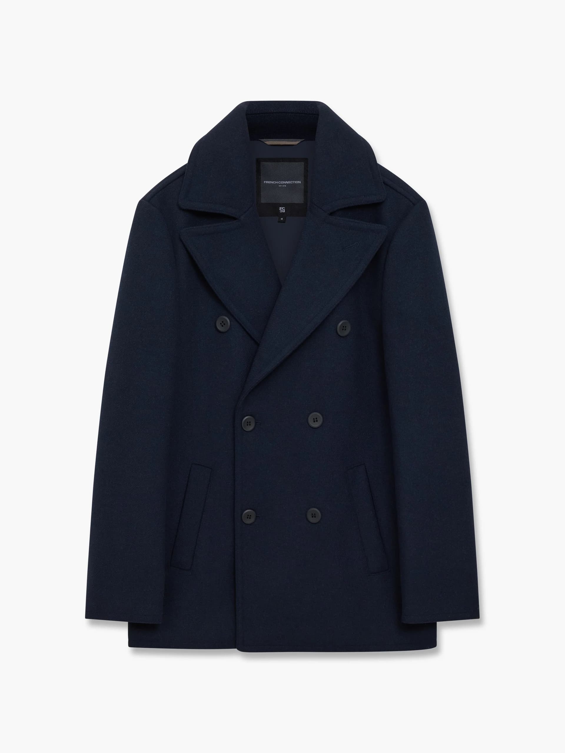 French Connection Wool Blend Peacoat Navy Blue