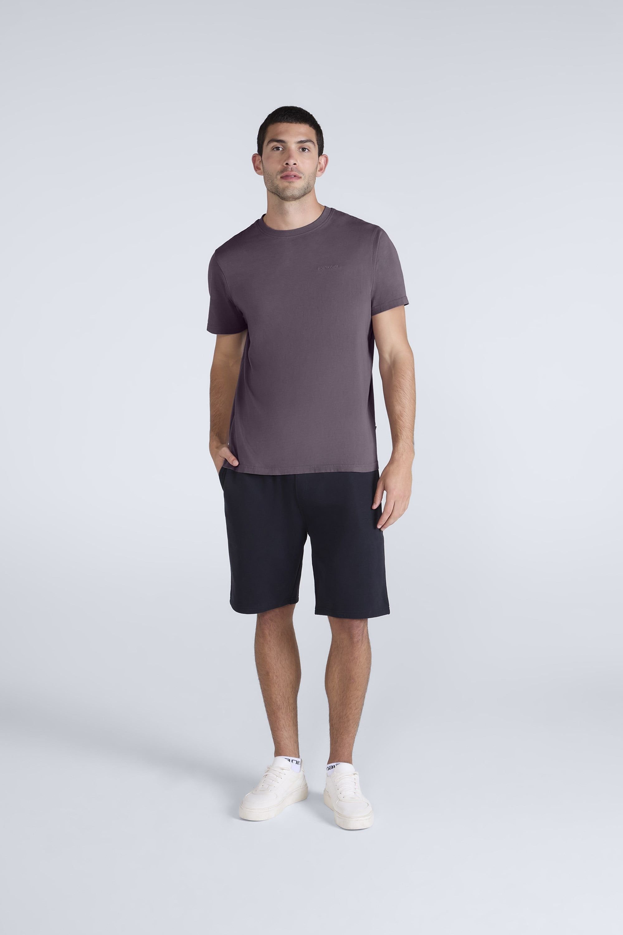 Animal Animal Men's 'Icon' Logo Print Lightweight Cotton Relaxed Fit Casual T-Shirt in Grape - 2