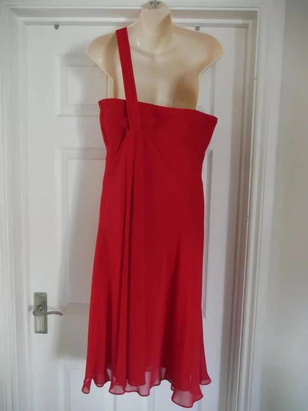 Debut Red Debut Dress Ladies Size 12 Debenhams Chiffon Evening Party Ruffle Wedding