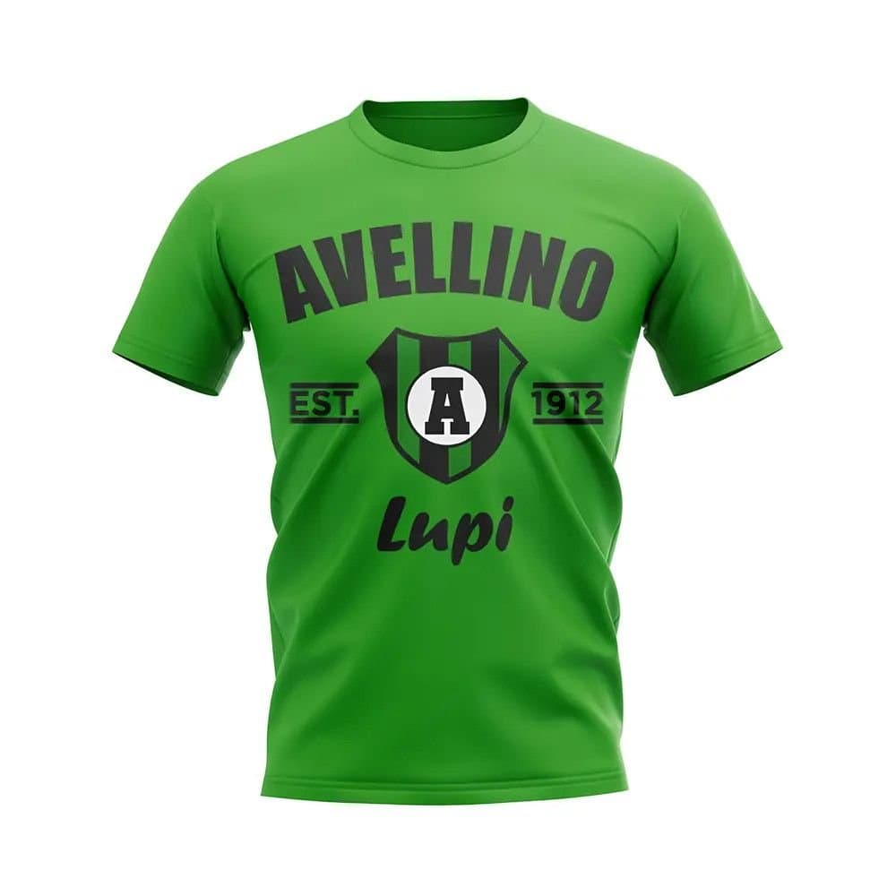 Avellino Avellino Men's Personalised Established Football T-Shirt Green in White