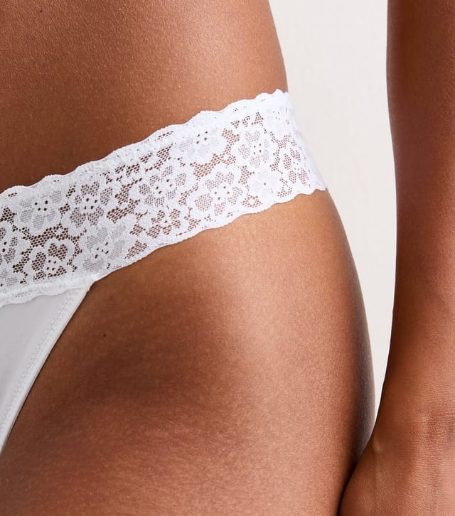 New Look Women's White Lace Top Microfibre Thong New Look - 3