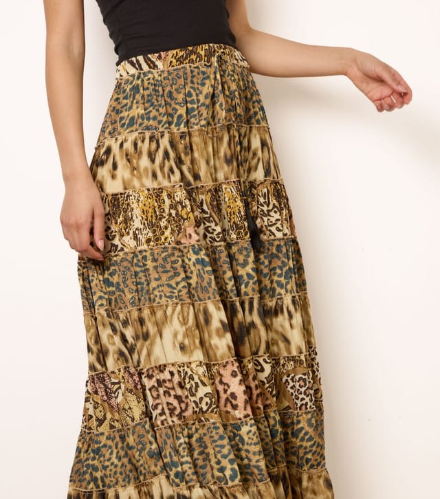 Blue Vanilla Women's Multicolour Mixed Animal Print Tiered Maxi Skirt Blue Vanilla New Look - 3