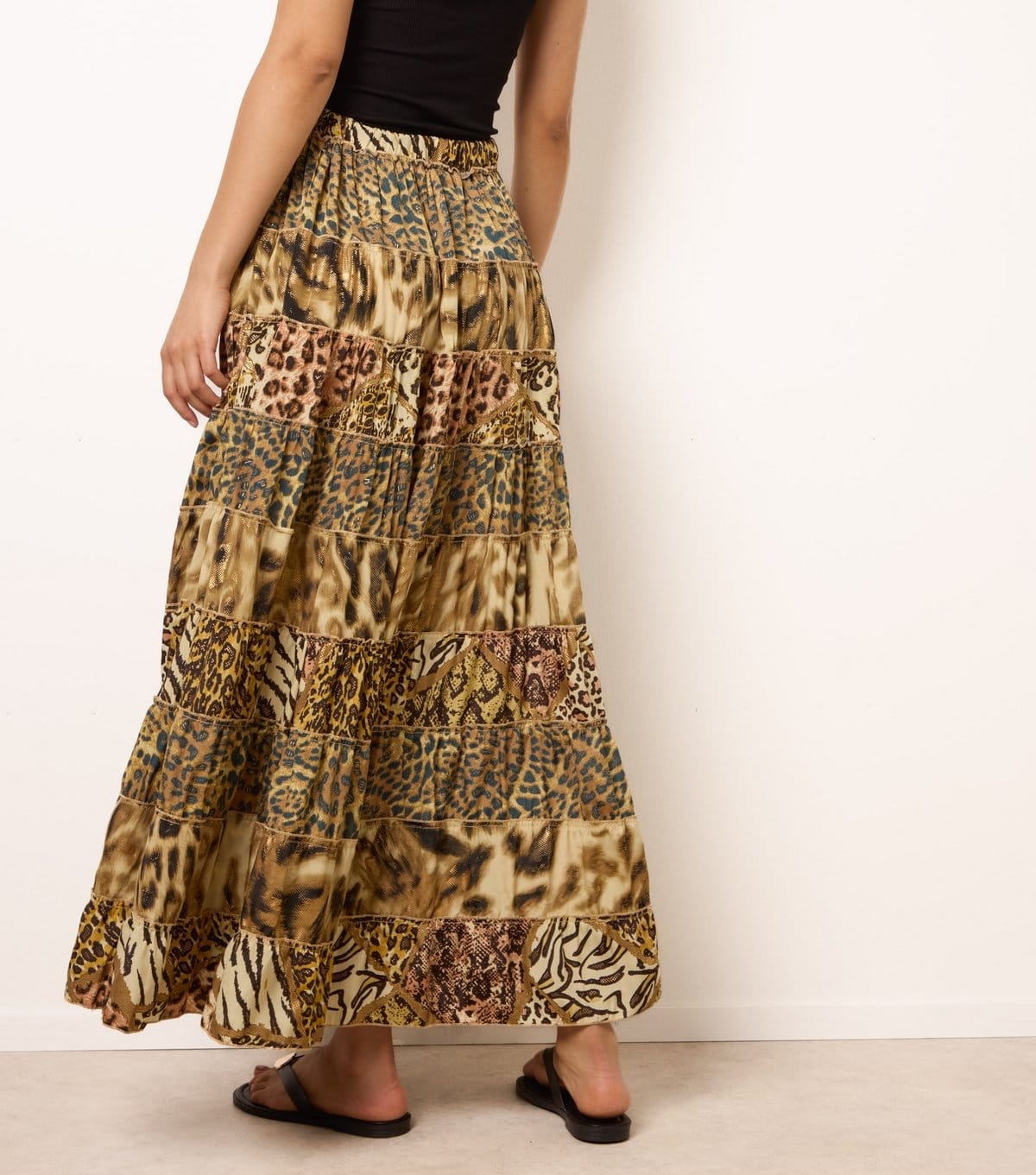Blue Vanilla Women's Multicolour Mixed Animal Print Tiered Maxi Skirt Blue Vanilla New Look - 4