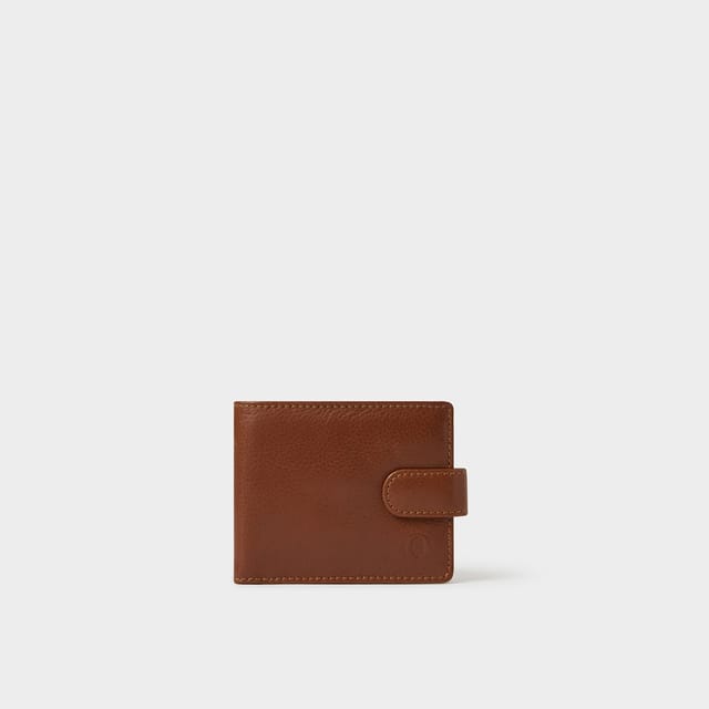 OSPREY LONDON OSPREY LONDON Men's The O Deboss East West Leather Popper Coin Wallet in Tan - 2
