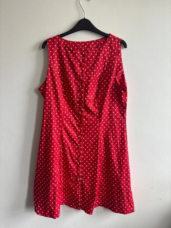 Shein New Red White Polka Dot Tie Back A-Line Dress Size XL