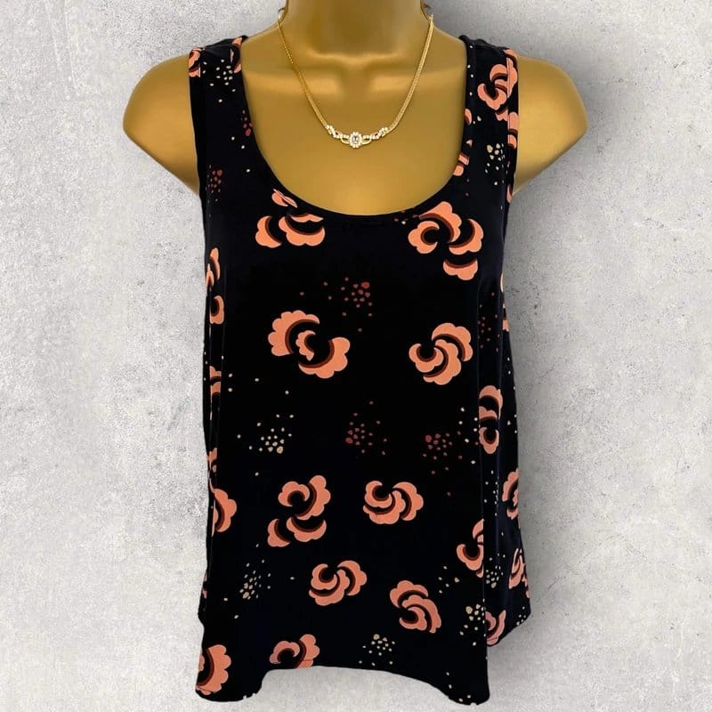 Topshop Topshop Womens Silky Navy Sleeveless Racer Back Summer Top UK 10 - 1