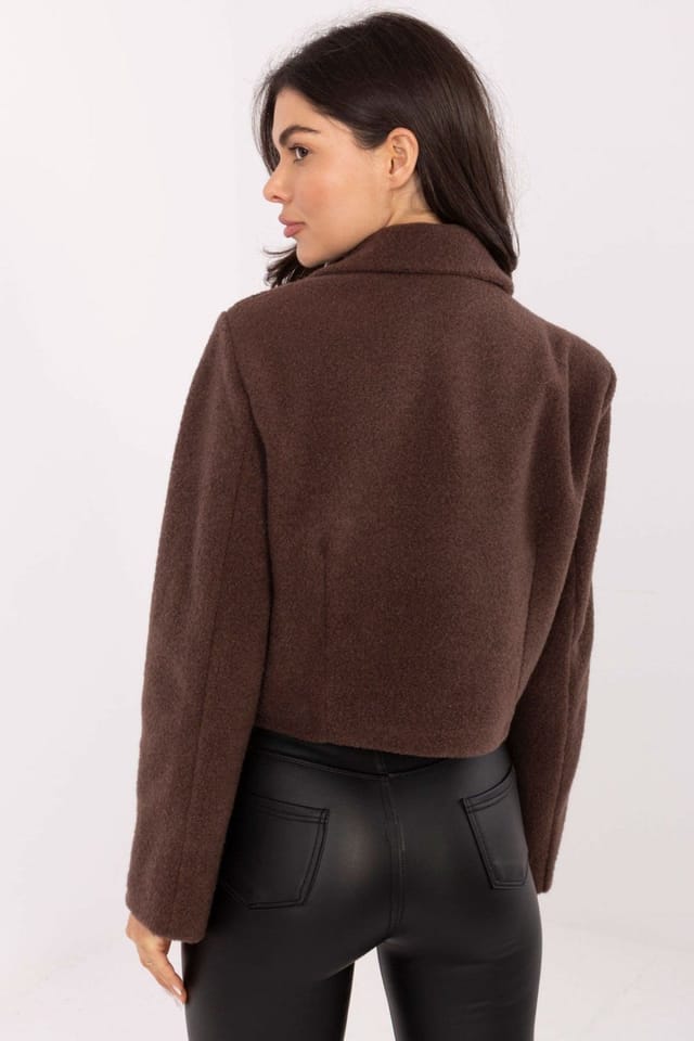 Love Lace Love Lace Women's Elegant Short Double Breasted Polyester Coat in Brown - 3