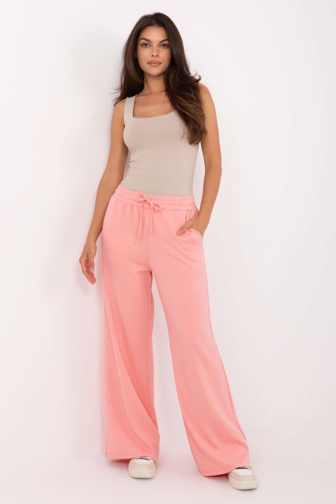 Love Lace Love Lace Women's Casual Wide Leg Sweatpants Tie Waist in Pink