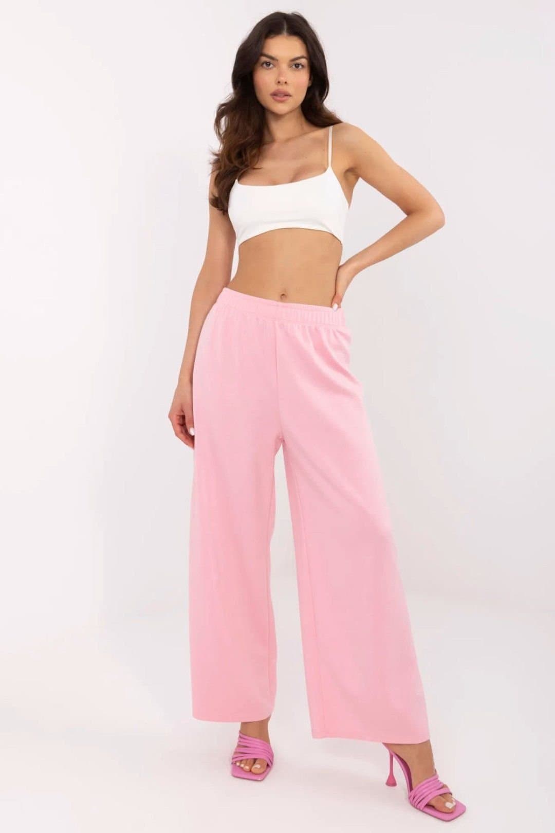 Love Lace Love Lace Women's High Waist Wide Leg Sweatpants Tracksuit Style 210946 in Pink