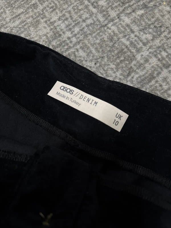 ASOS Black velvet midi skirt size 10 ASOS