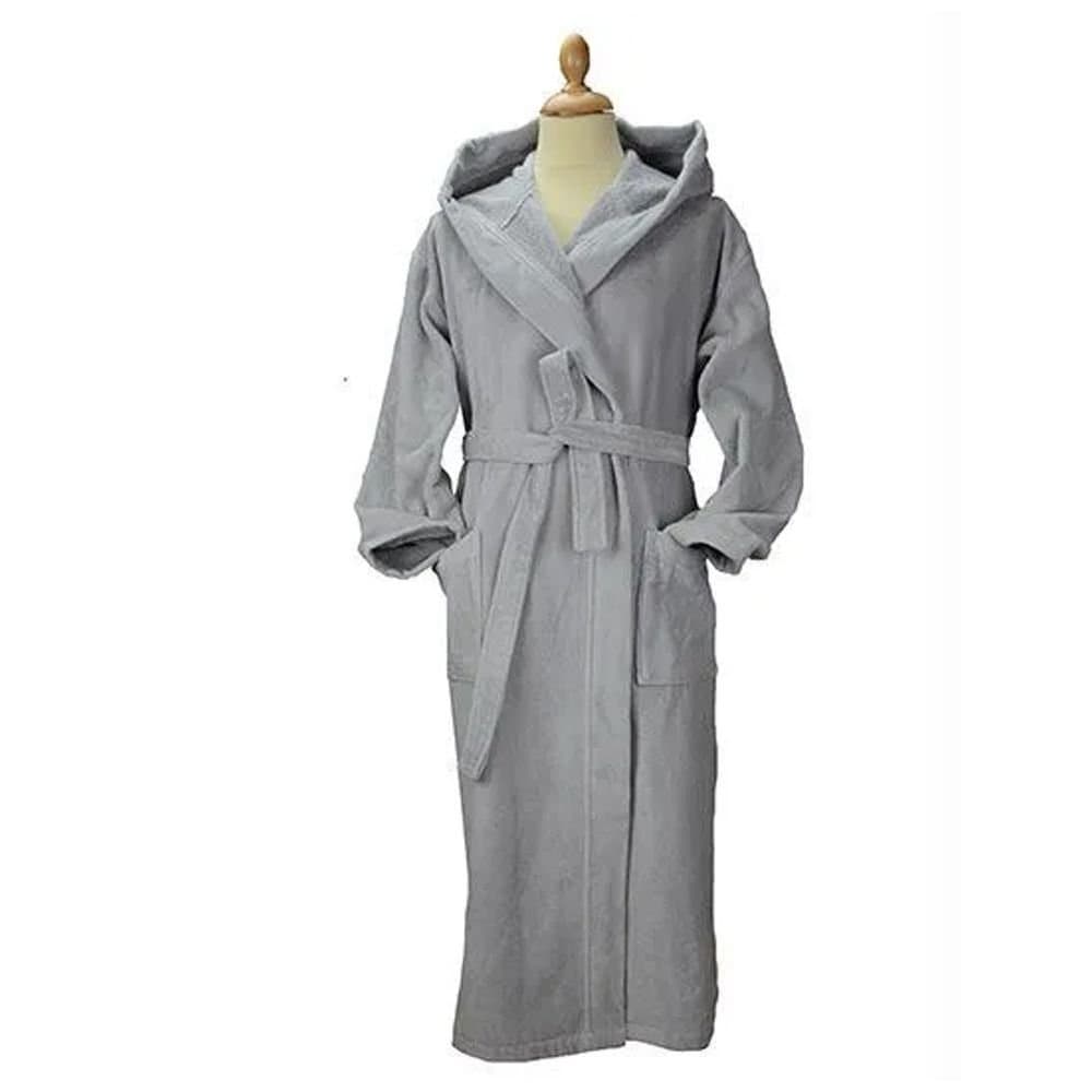 ARTG ARTG Women's Deluxe Velour Hooded Dressing Gown in Light Grey
