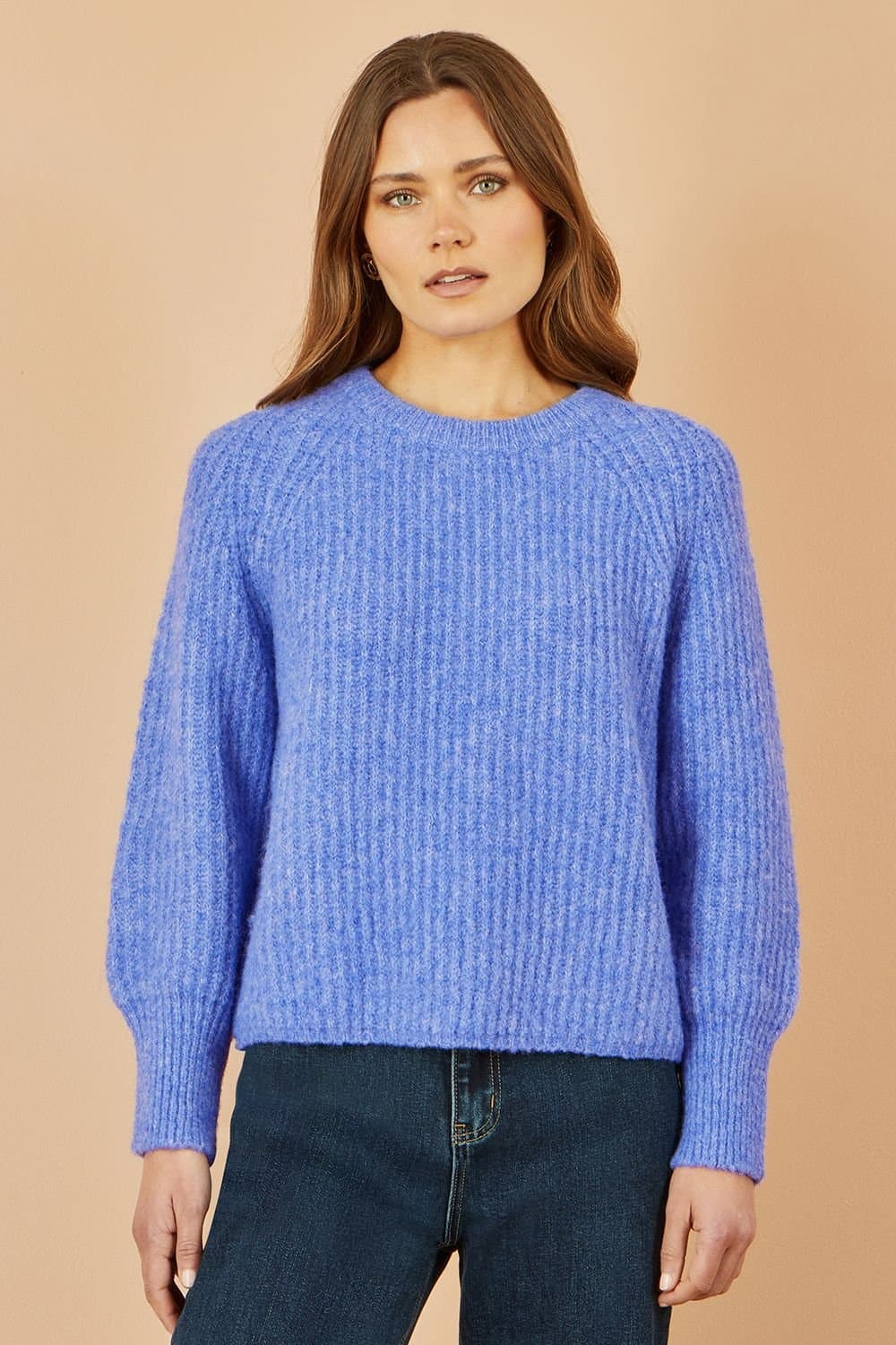 Yumi Yumi Women's Blue Knitted Relax Fit Jumper