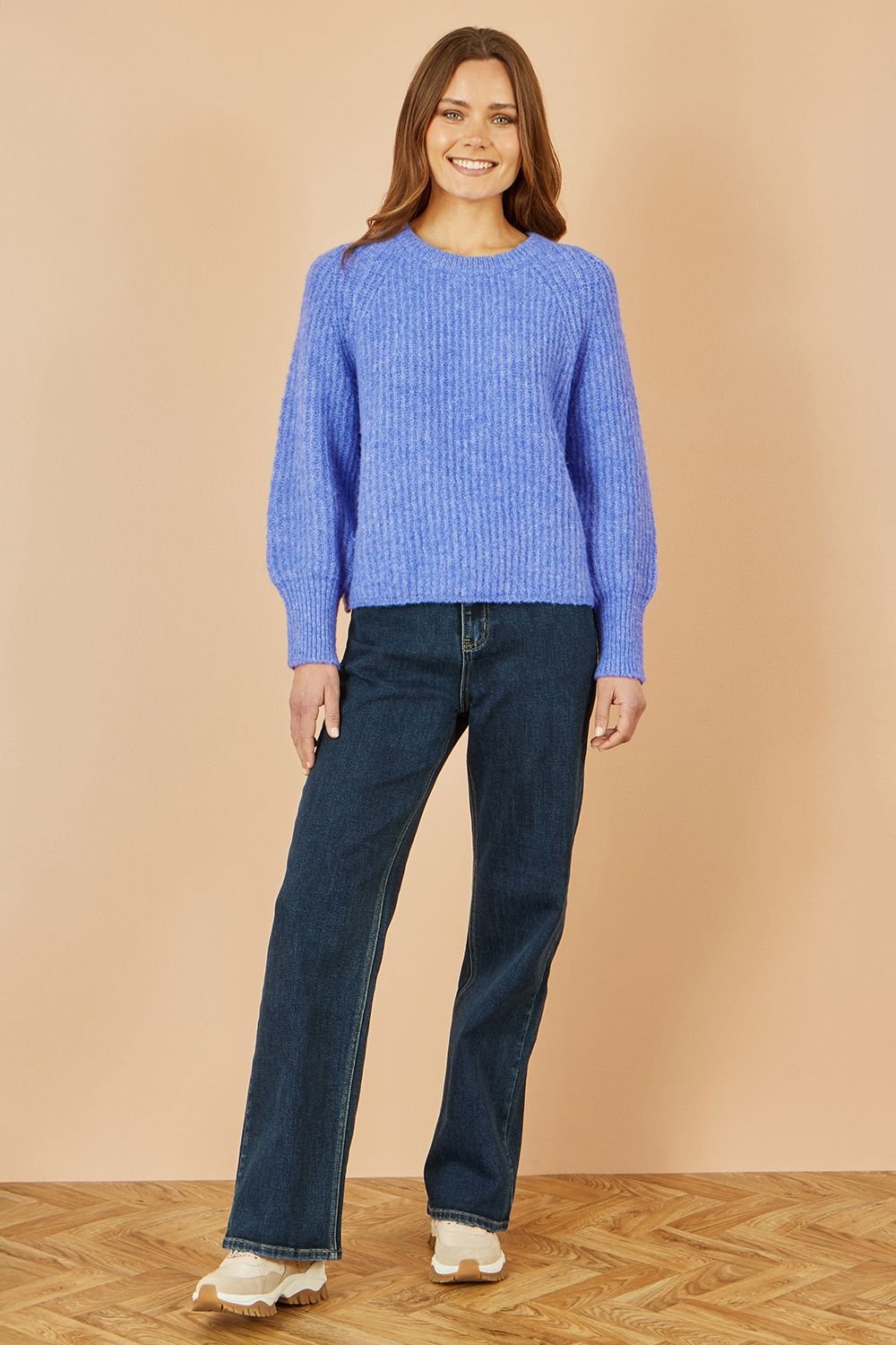 Yumi Yumi Women's Blue Knitted Relax Fit Jumper - 3