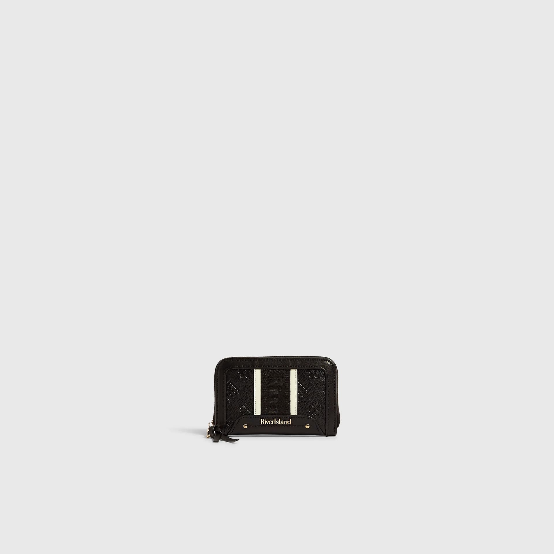 River Island River Island Womens Black Medium Webbing Panelled Ziparound Purse