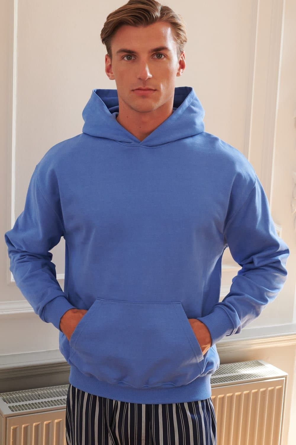 British Boxers British Boxers Men's "Bright Blue" Cotton Oversized Hoodie in Bright Blue