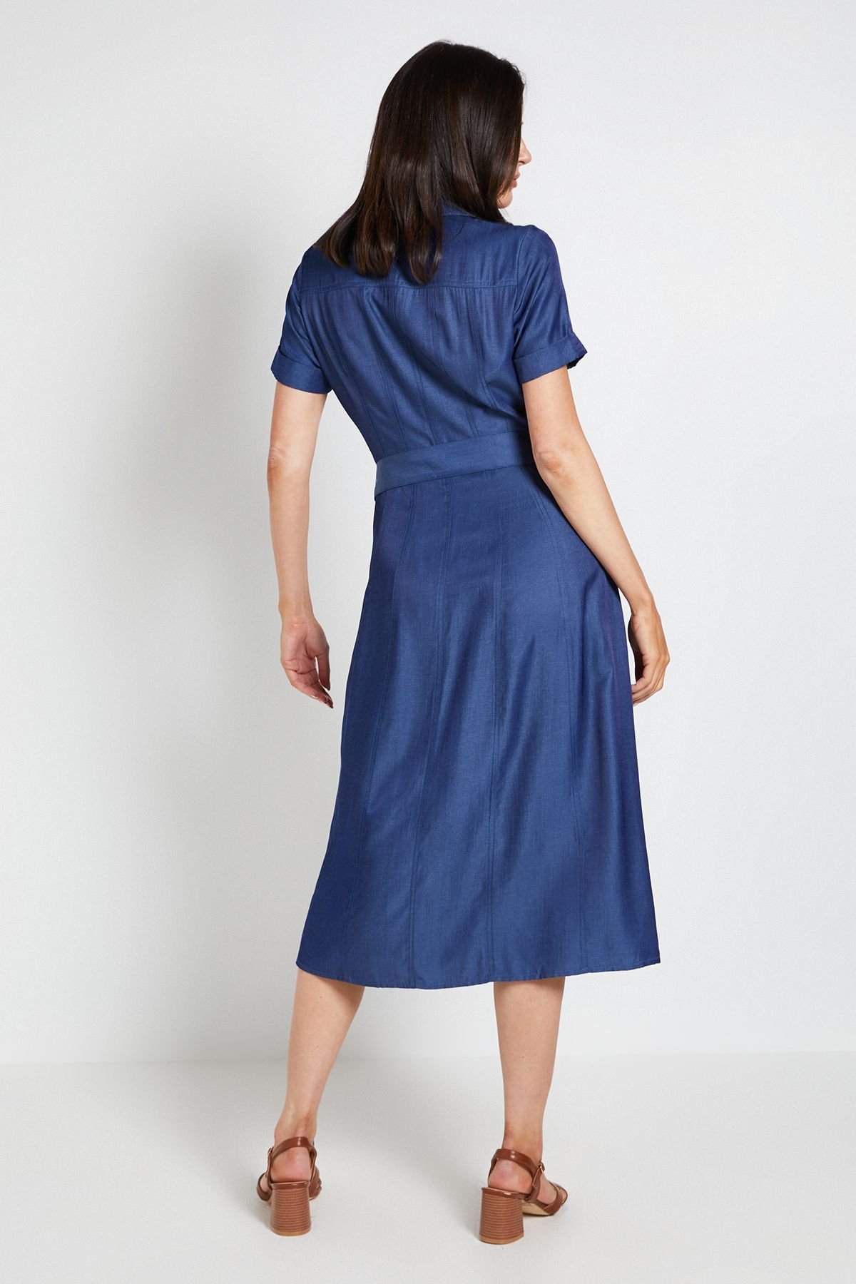 Wallis Wallis Women's Denim Look Zip Shirt Dress in Indigo - 3