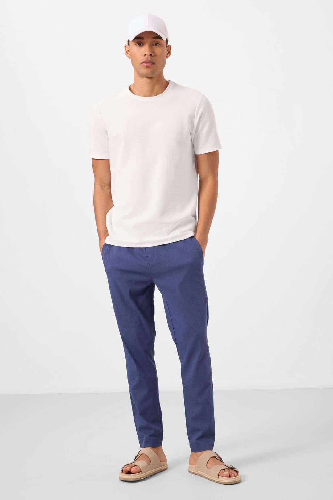 Tommy Life Tommy Life Men's Straight-leg Gabardine Chino Trousers in Navy