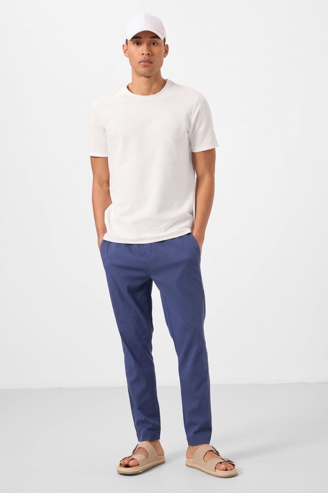 Tommy Life Tommy Life Men's Straight-leg Gabardine Chino Trousers in Navy - 1