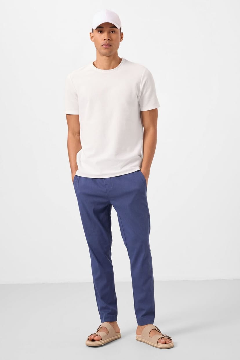 Tommy Life Tommy Life Men's Straight-leg Gabardine Chino Trousers in Navy - 1