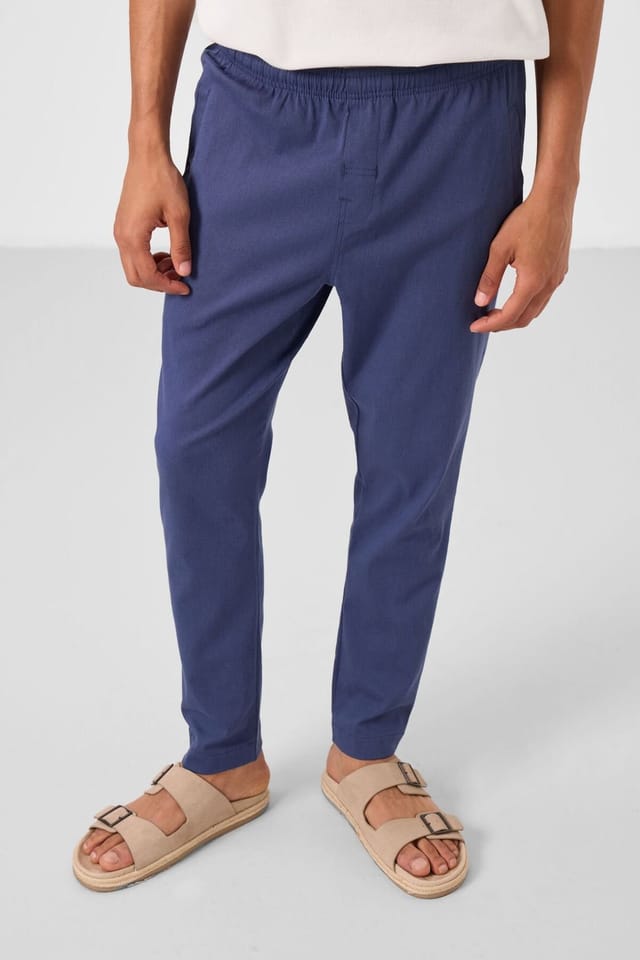 Tommy Life Tommy Life Men's Straight-leg Gabardine Chino Trousers in Navy - 2