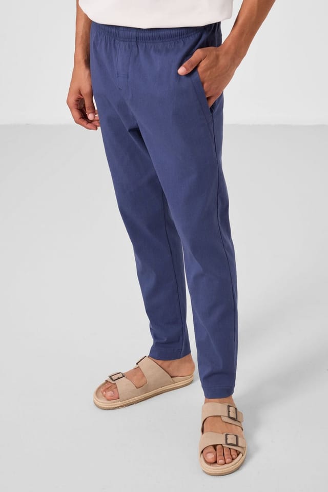 Tommy Life Tommy Life Men's Straight-leg Gabardine Chino Trousers in Navy - 3