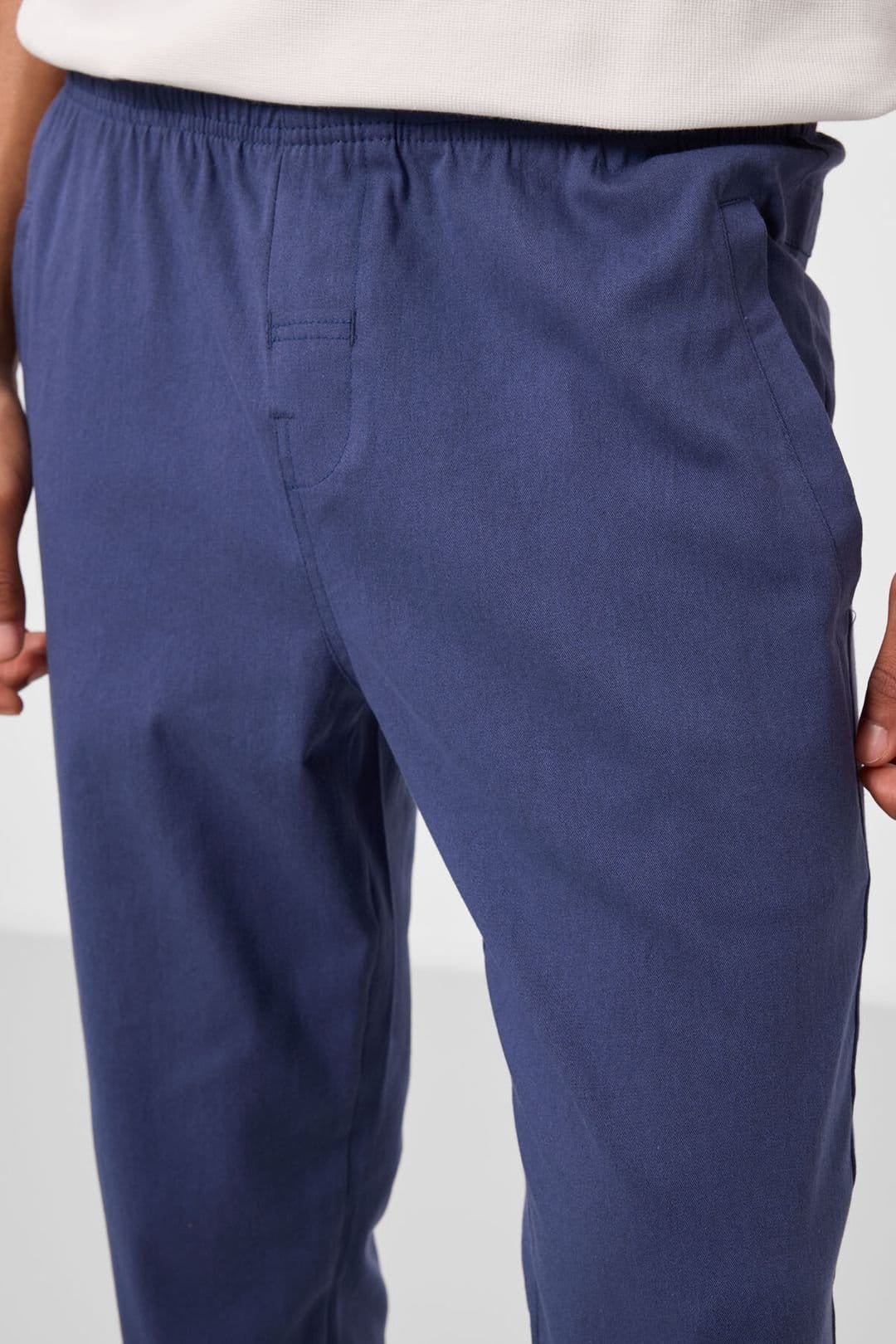 Tommy Life Tommy Life Men's Straight-leg Gabardine Chino Trousers in Navy - 4