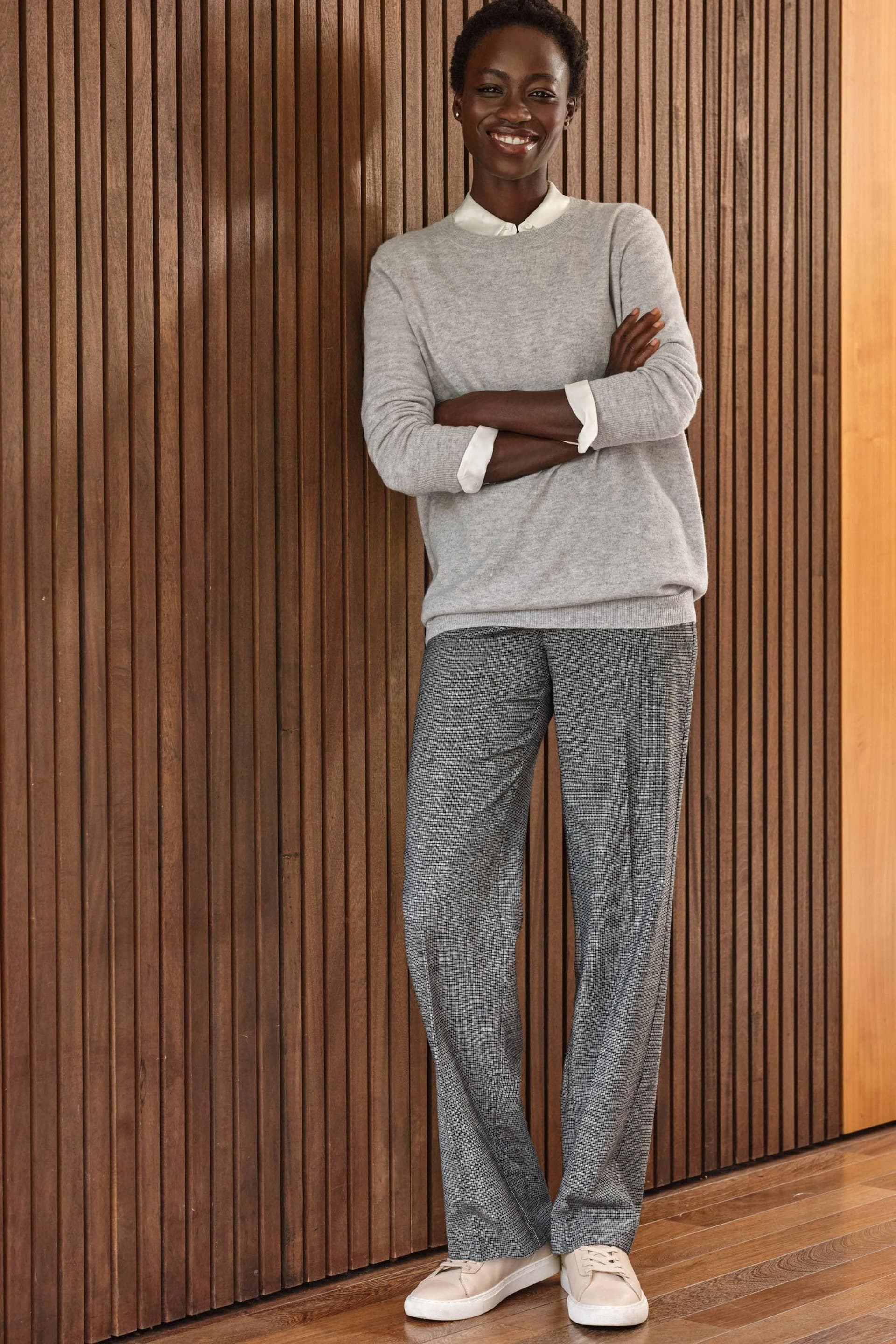 Pure Collection Pure Collection Women's Wool Blend High Waist Trouser in Grey
