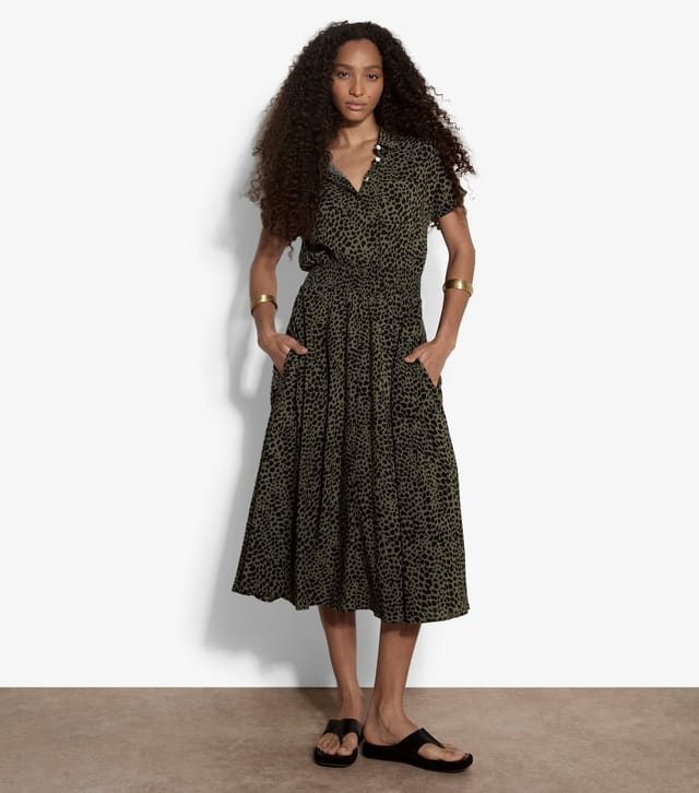 Apricot Women's Khaki Animal Print Shirt Midi Dress Apricot New Look - 2