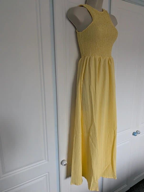 ASOS ASOS Design racer crinkle midi sundress with scoop back in yellow size 4-6