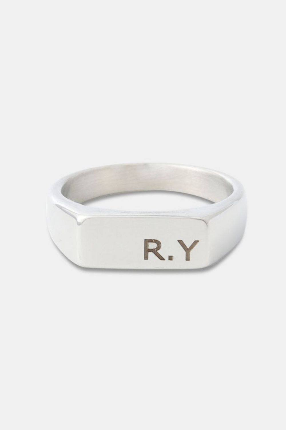 Outrage London Outrage London Men's Silver Engravable Rectangle Signet Ring - 4