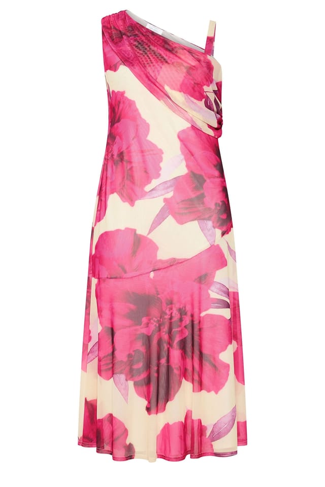Yours Yours Women's Floral Drape Shoulder Dress in Off-White - 2
