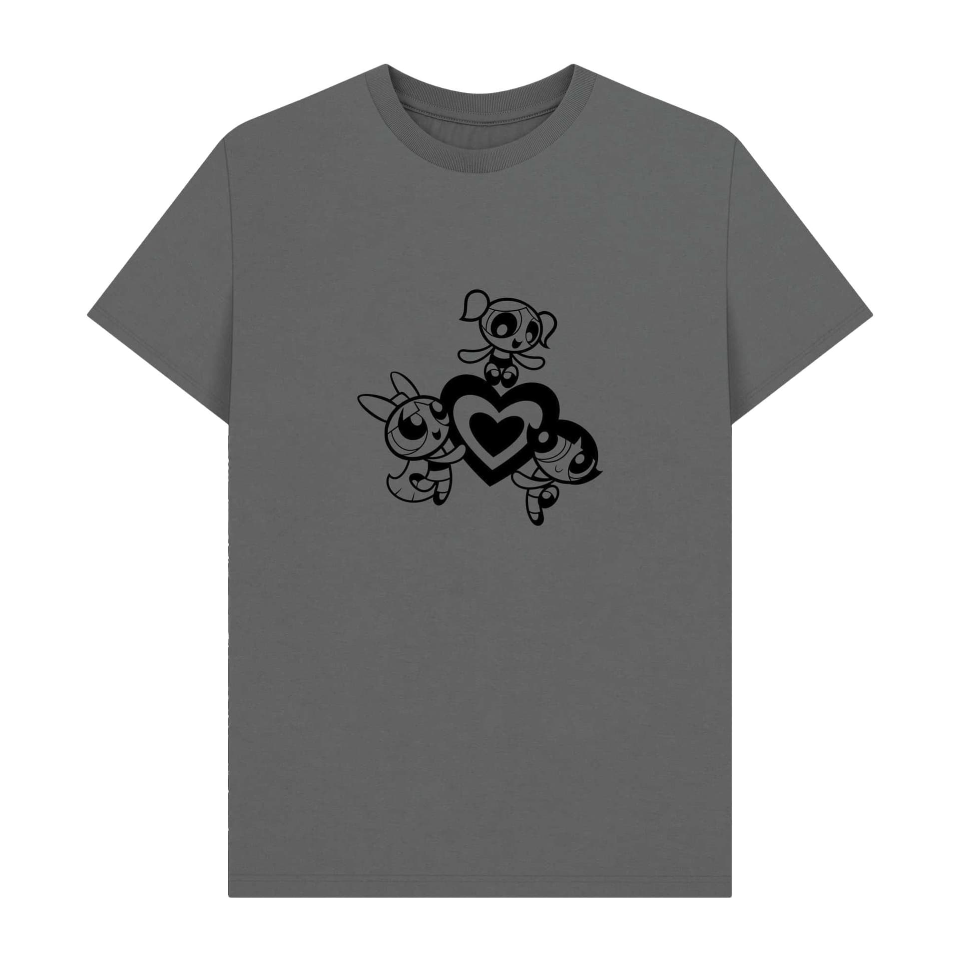 Powerpuff Girls Powerpuff Girls Men's Outline T-Shirt in Charcoal