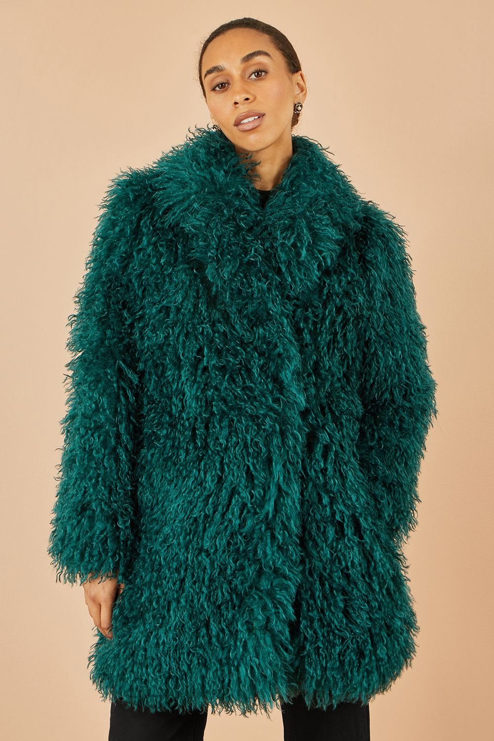 Yumi Yumi Women's Teal Luxe Long Hair Fur Coat - 3
